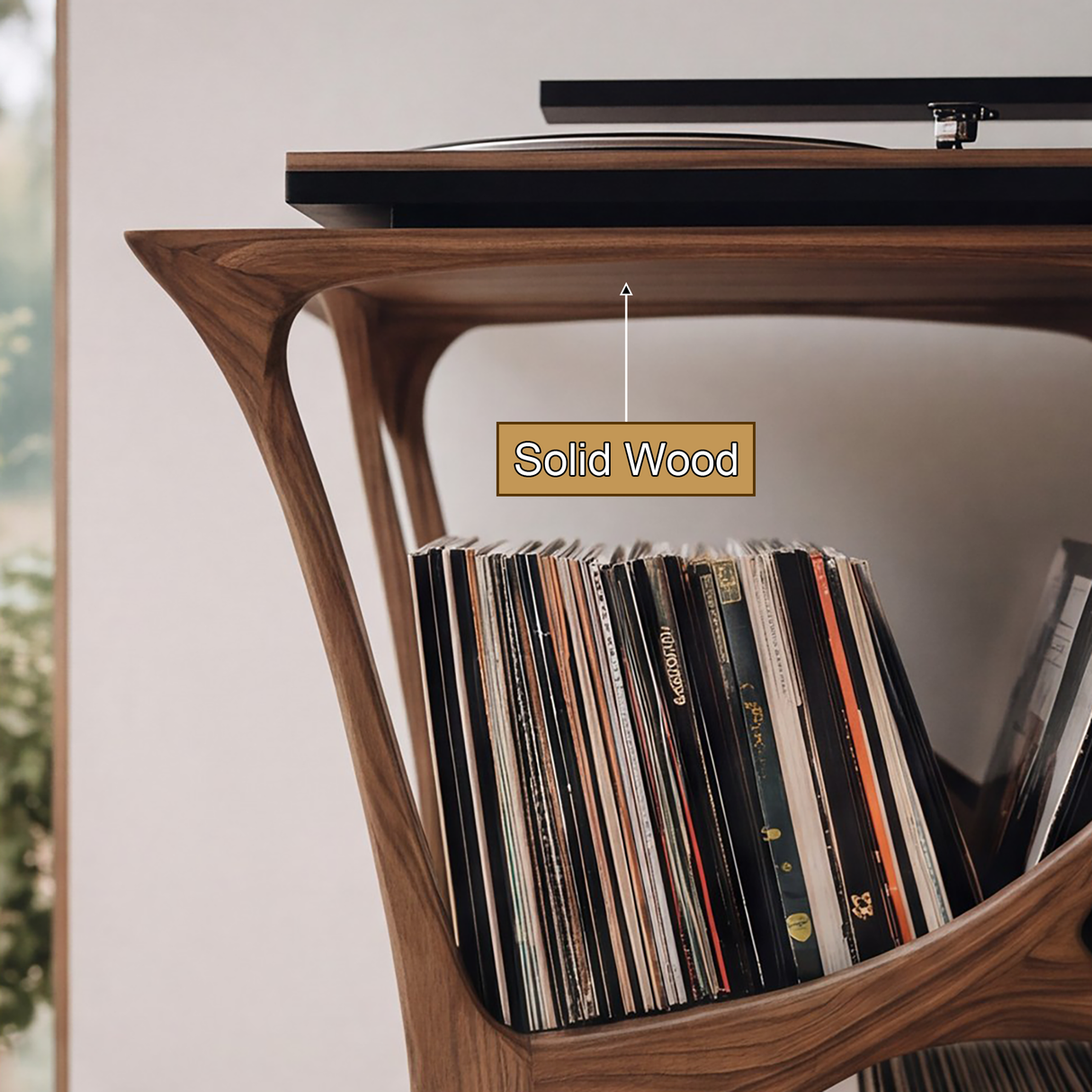 Auralith Sculpted Solid Wood Record Player Stand