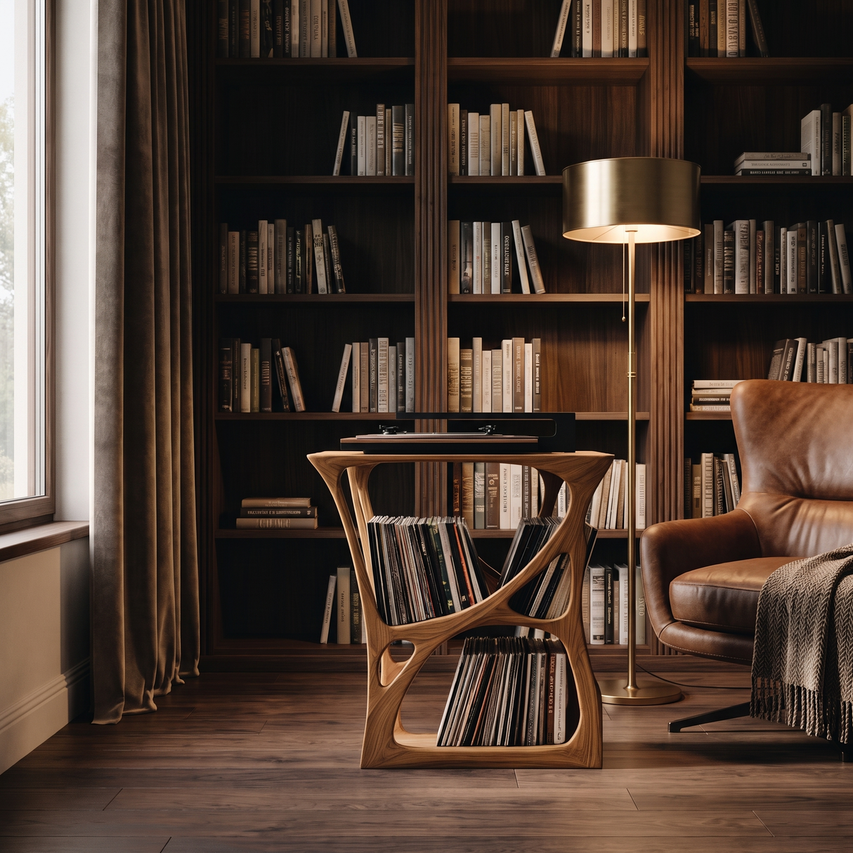Auralith Sculpted Solid Wood Record Player Stand