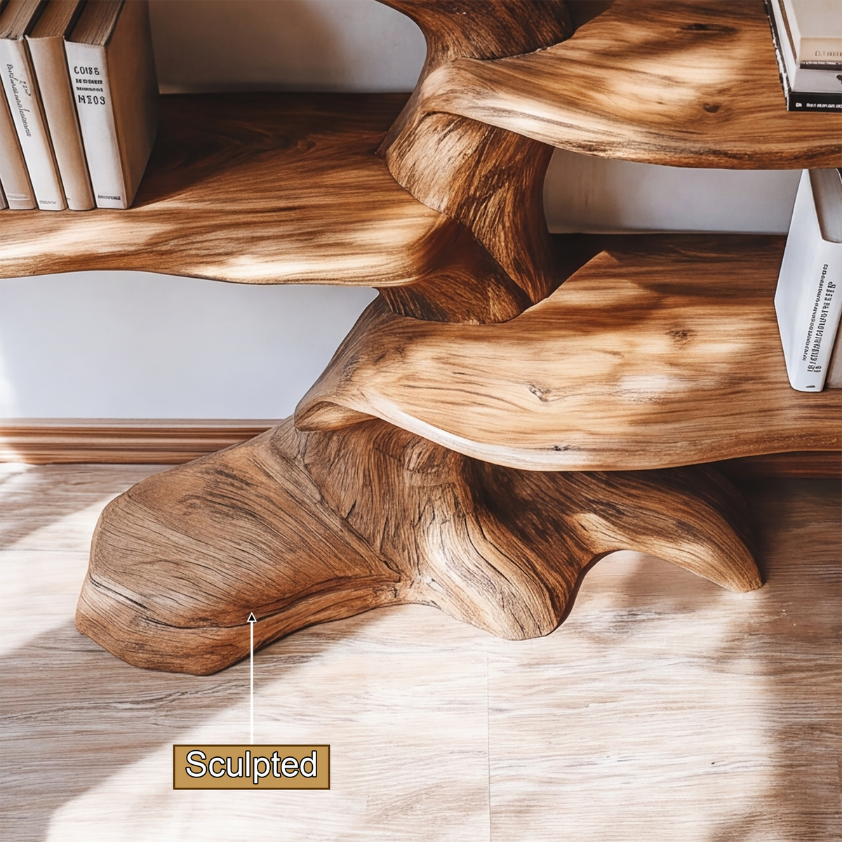 Aurelgrove Handcrafted Solid Wood Tree Bookshelf - Timberustic Tree Bookshelf