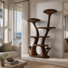 Aurelgrove Sculpted Solid Wood Mushroom Bookshelf