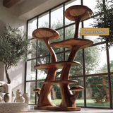 Aurelgrove Sculpted Solid Wood Mushroom Bookshelf
