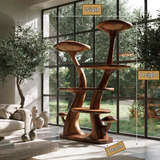 Aurelgrove Sculpted Solid Wood Mushroom Bookshelf