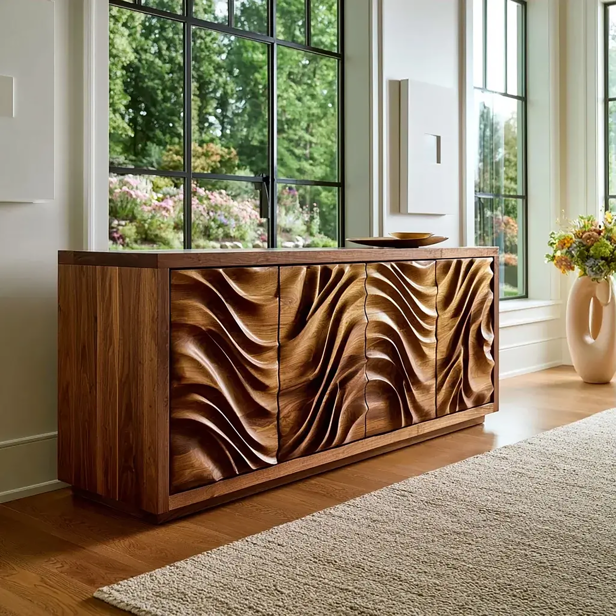 Aurelia Sculpted Solid Wood Sideboard Cabinet