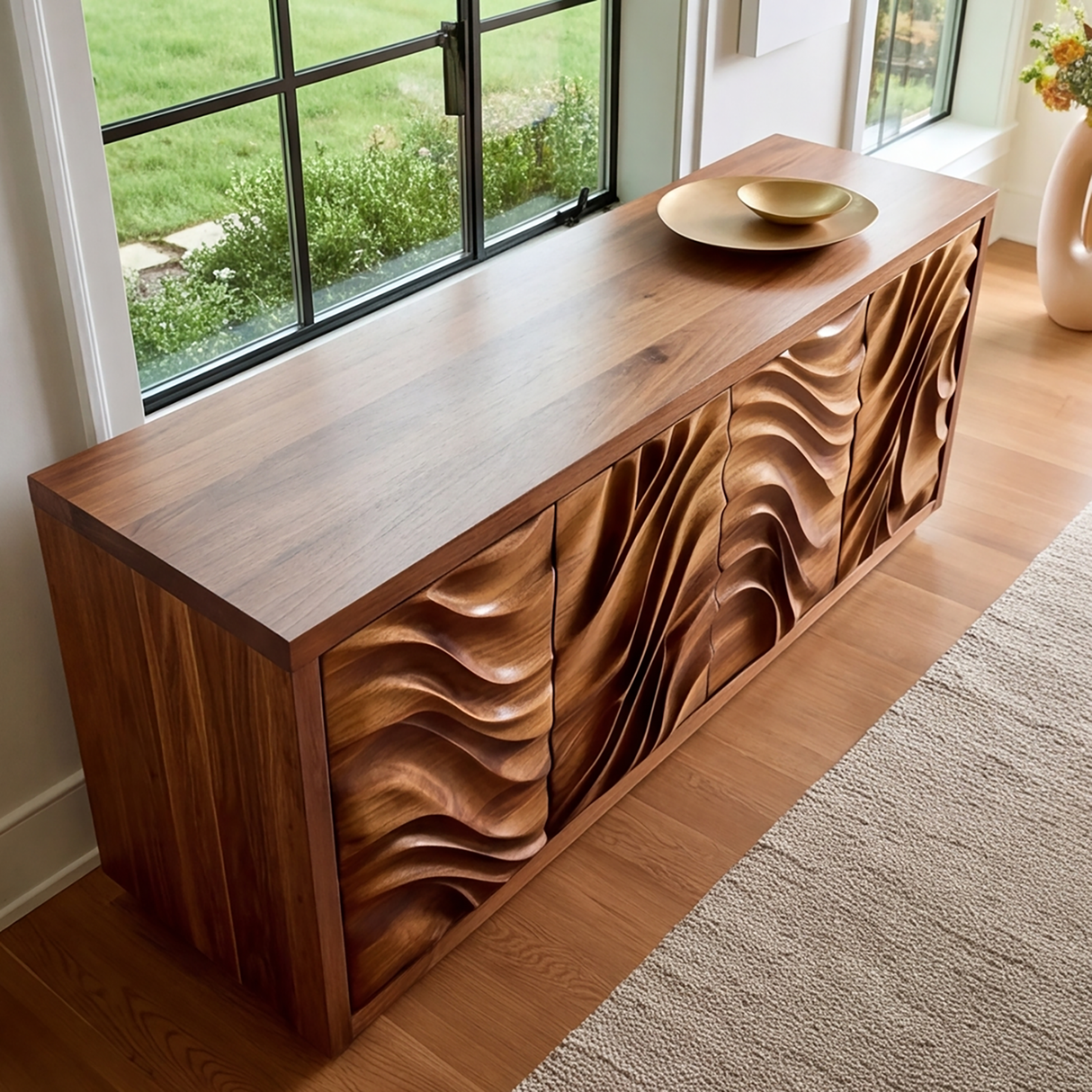 Aurelia Sculpted Solid Wood Sideboard Cabinet
