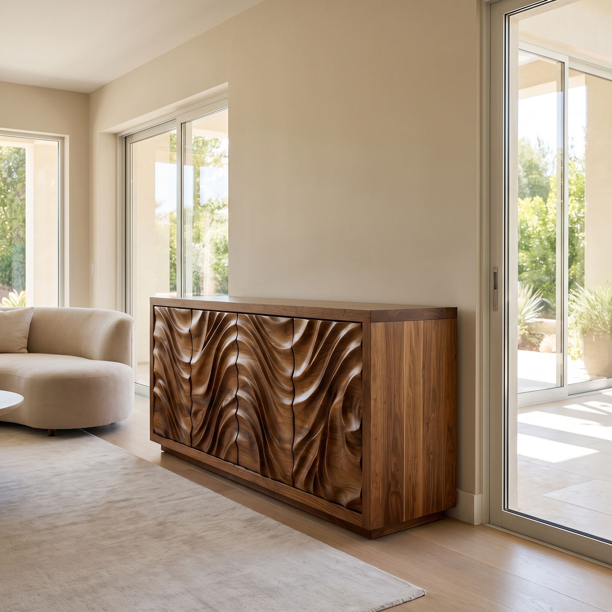 Aurelia Sculpted Solid Wood Sideboard Cabinet