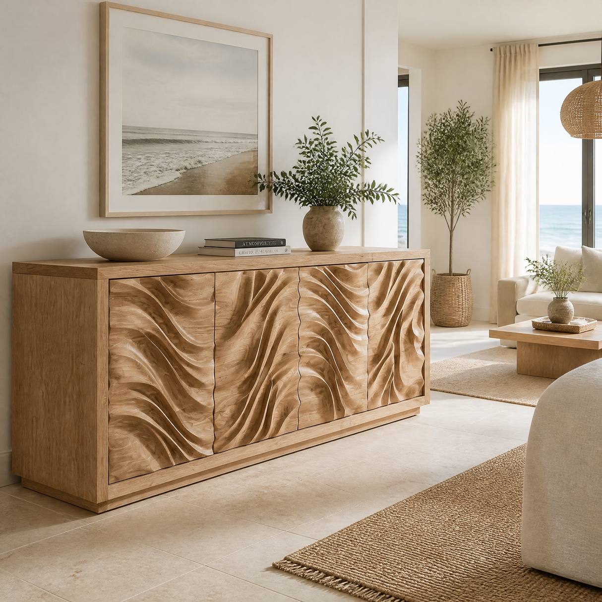 Aurelia Sculpted Solid Wood Sideboard Cabinet