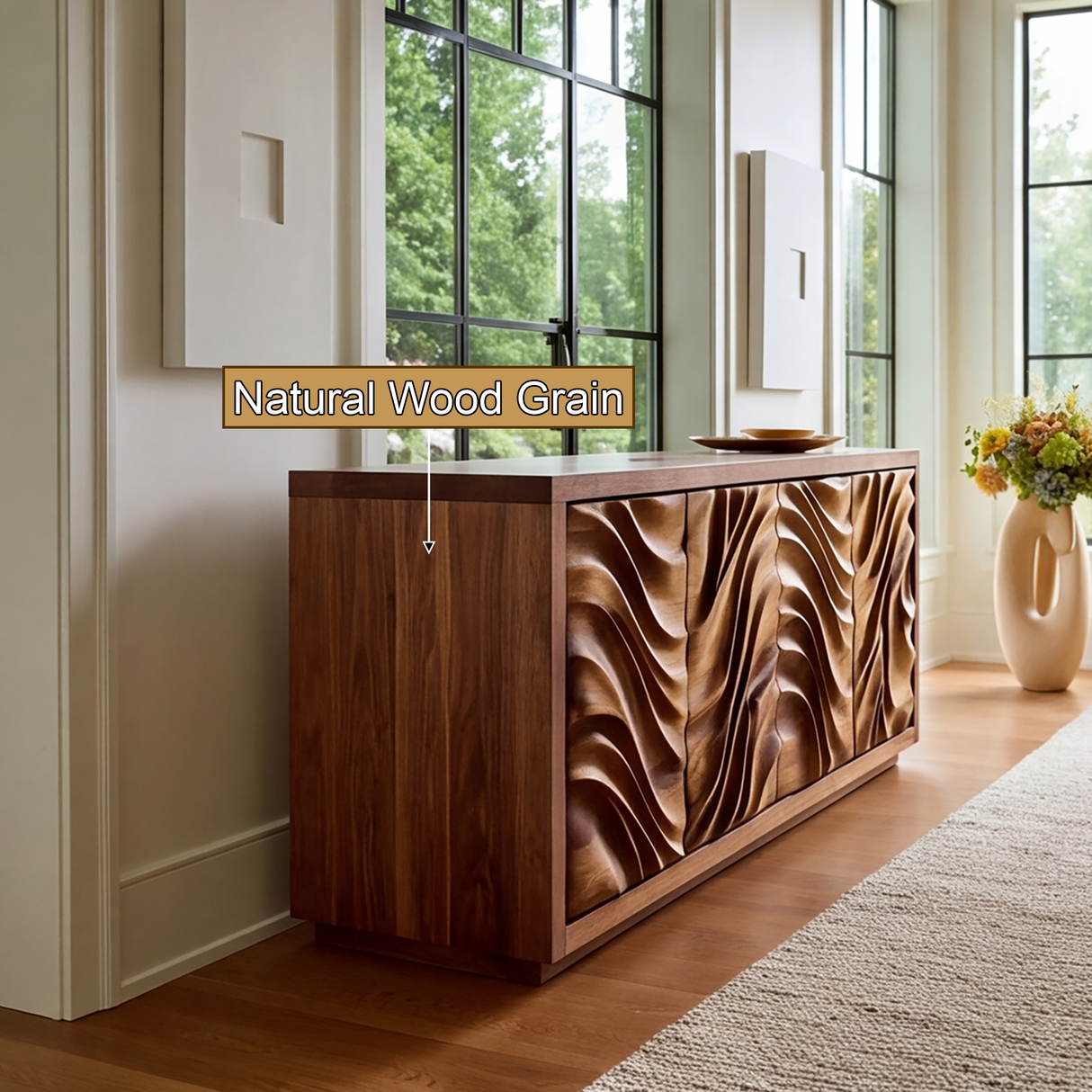 Aurelia Sculpted Solid Wood Sideboard Cabinet