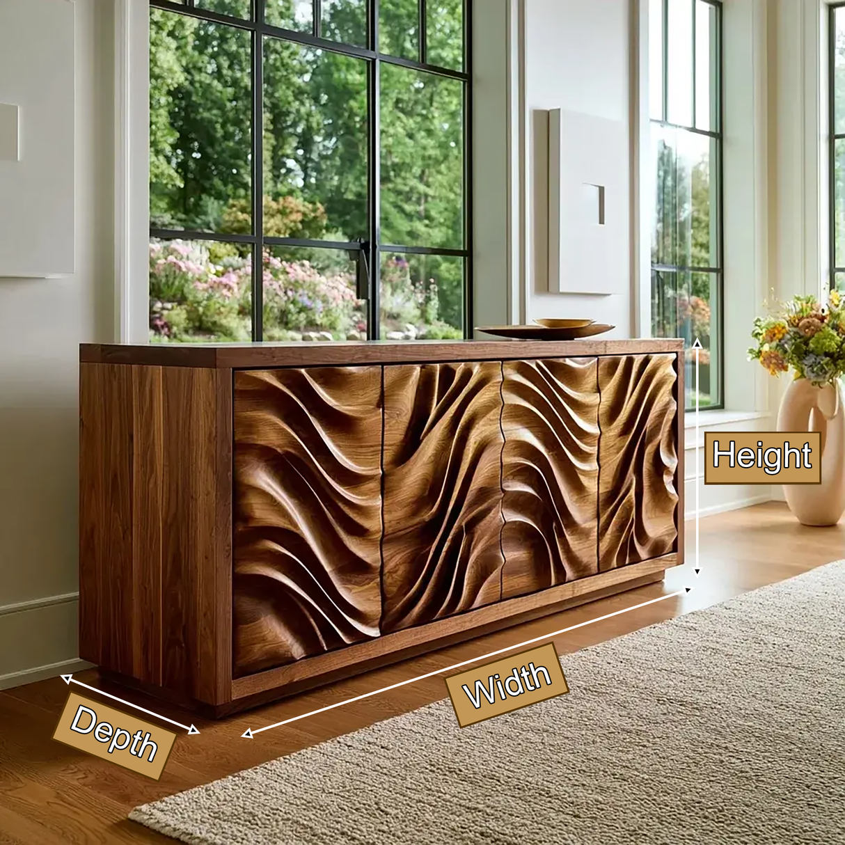 Aurelia Sculpted Solid Wood Sideboard Cabinet