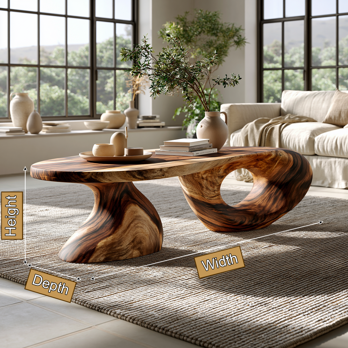 Aurelios Sculpted Solid Wood Coffee Table SPA015651 - TimbeRustic Coffee Table