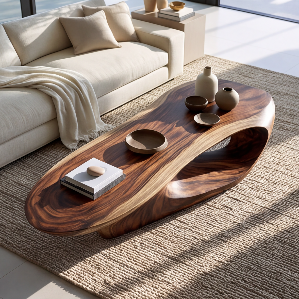Aurelith Sculpted Solid Wood Coffee Table SPA248715 - TimbeRustic Coffee Table