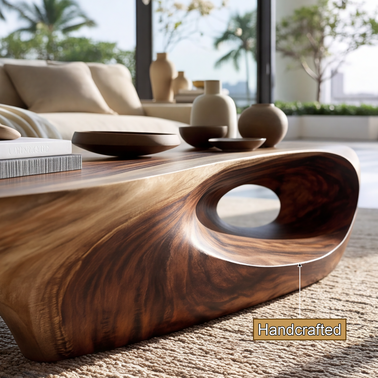 Aurelith Sculpted Solid Wood Coffee Table SPA248715 - TimbeRustic Coffee Table