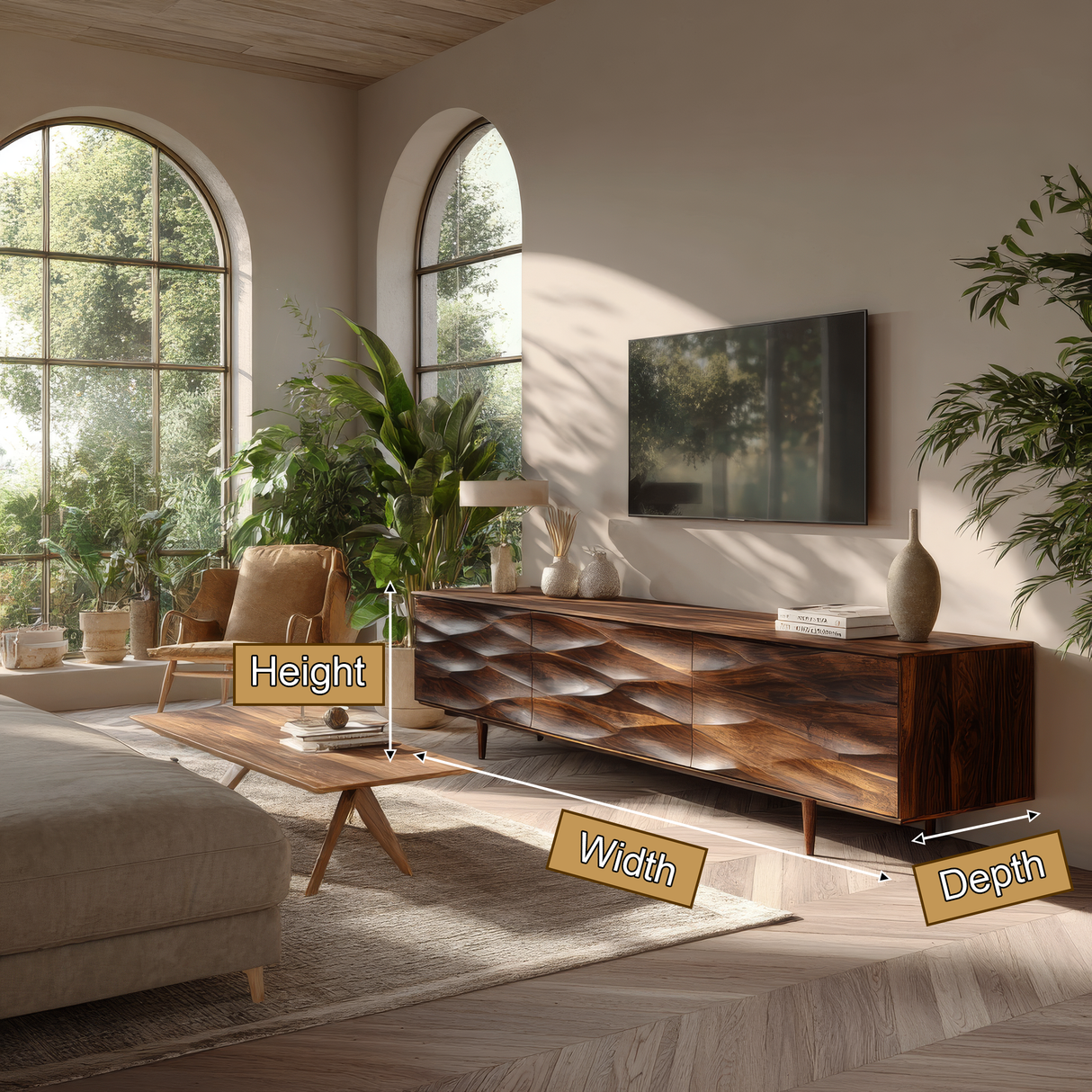 Aurelith Sculpted Solid Wood TV Cabinet - Timberustic TV Cabinet