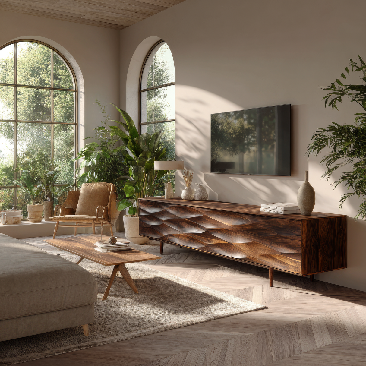 Aurelith Sculpted Solid Wood TV Cabinet - Timberustic TV Cabinet