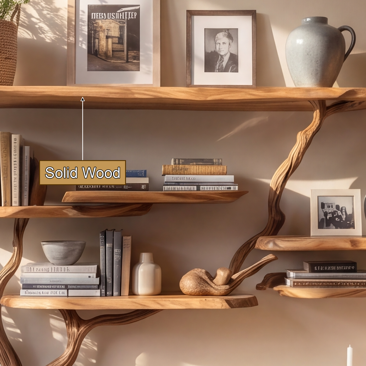 Aurelthorn Sculpted Solid Wood Console Table with Shelves - Timberustic Console Table with Shelves