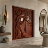 Aurelthorn Sculpted Solid Wood Double Door