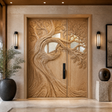 Aurelthorn Sculpted Solid Wood Double Door