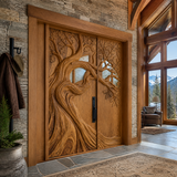 Aurelthorn Sculpted Solid Wood Double Door