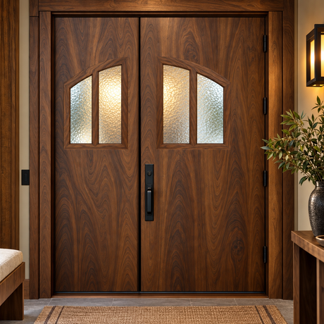 Aurelthorn Sculpted Solid Wood Single Door With Panel - Timberustic Door