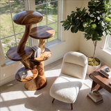 Auremyc Sculpted Solid Wood Mushroom Bookshelf