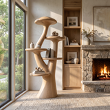 Auremyc Sculpted Solid Wood Mushroom Bookshelf