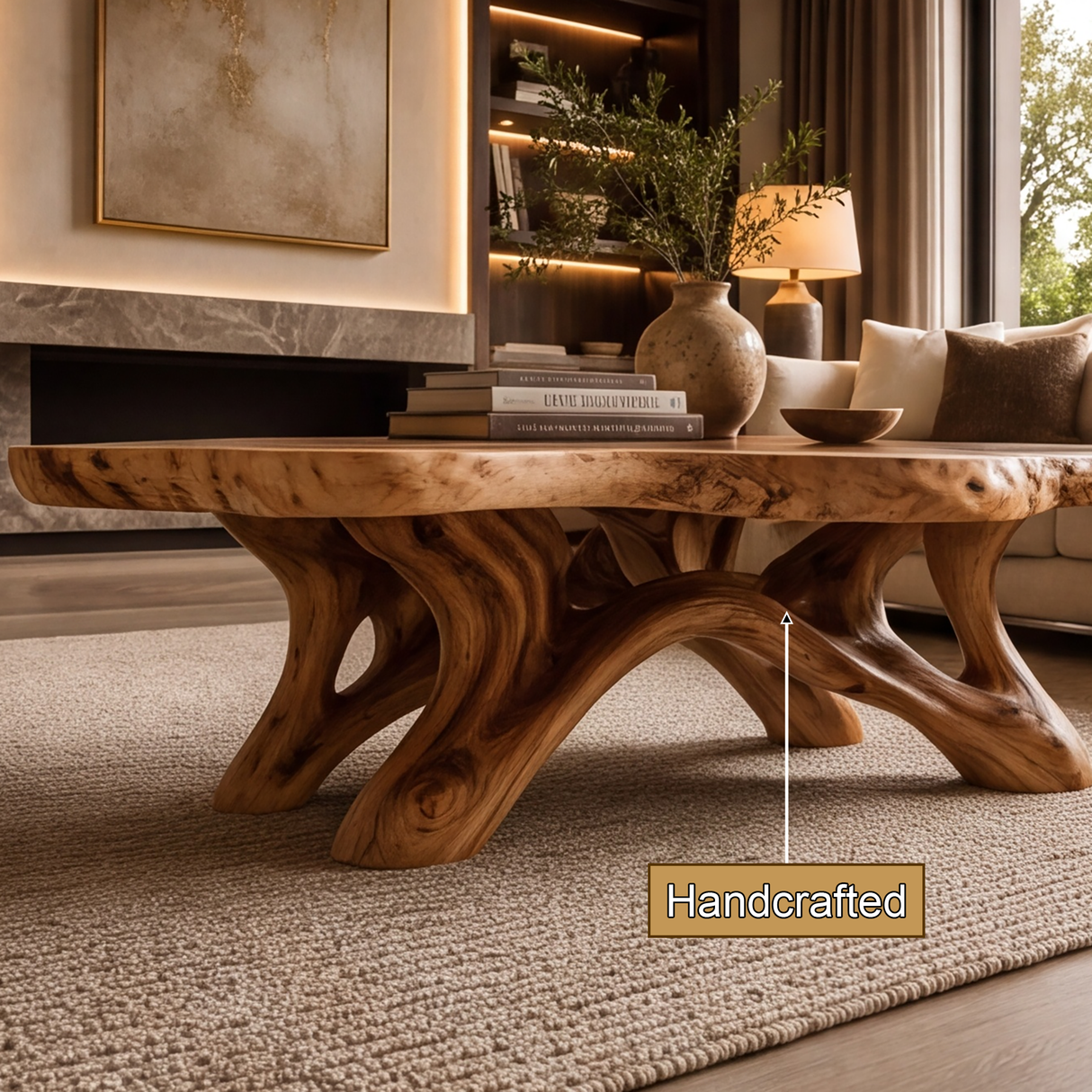 Aurevane Handcrafted Solid Wood Coffee Table
