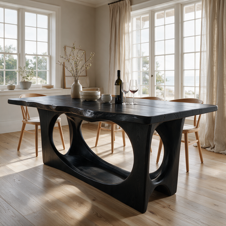 Aurevane Sculpted Solid Wood Dining Table Black - Timberustic Dining Table
