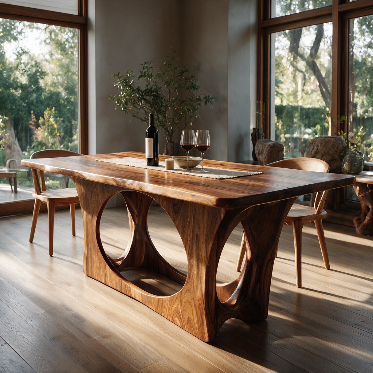 Aurevane Sculpted Solid Wood Dining Table Brown - Timberustic Dining Table