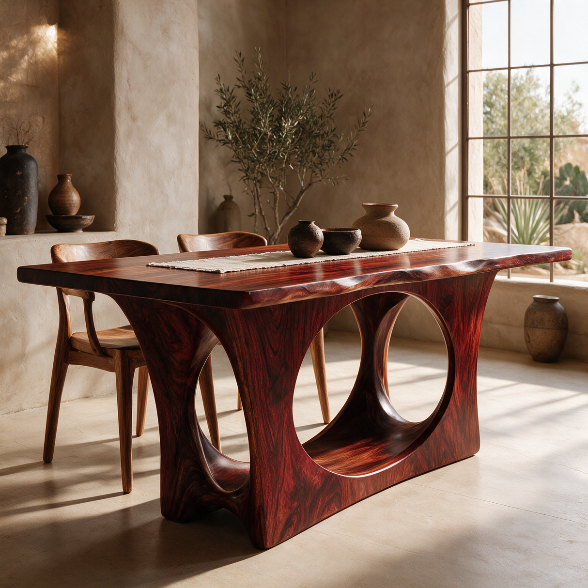 Aurevane Sculpted Solid Wood Dining Table Mahogany - Timberustic Dining Table