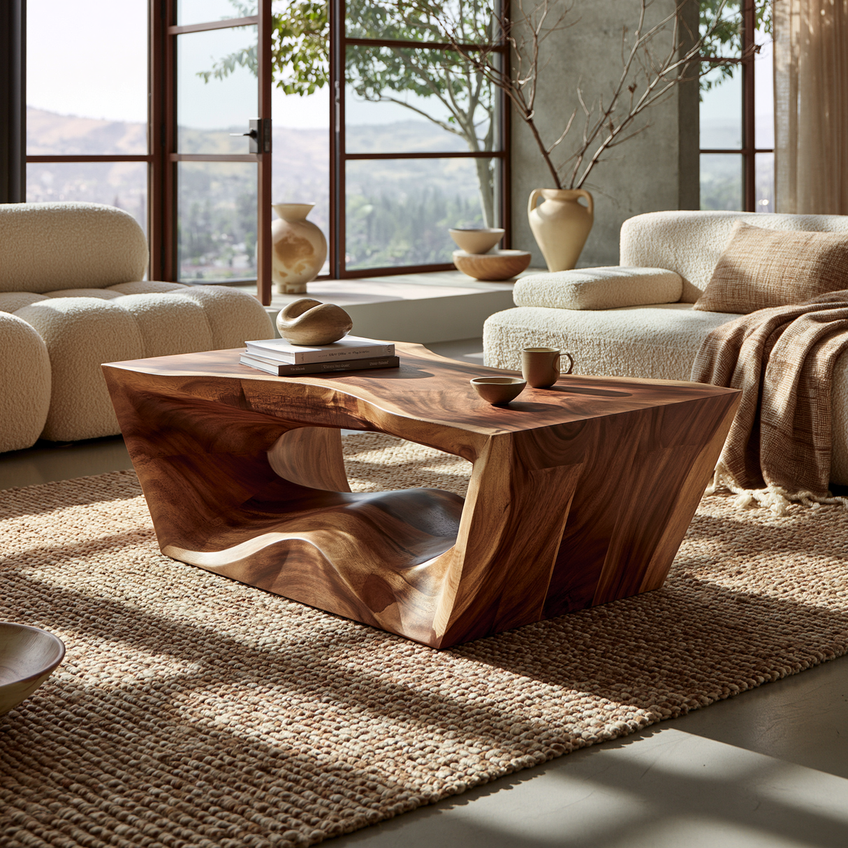 Aurevian Sculpted Solid Wood Coffee Table SPA214560 - Timberustic Coffee Table