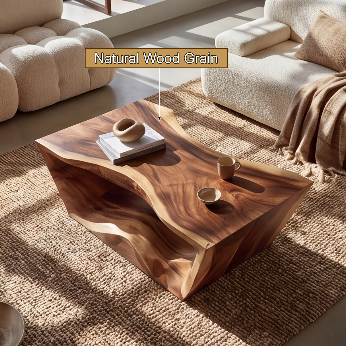 Aurevian Sculpted Solid Wood Coffee Table SPA214560 - Timberustic Coffee Table