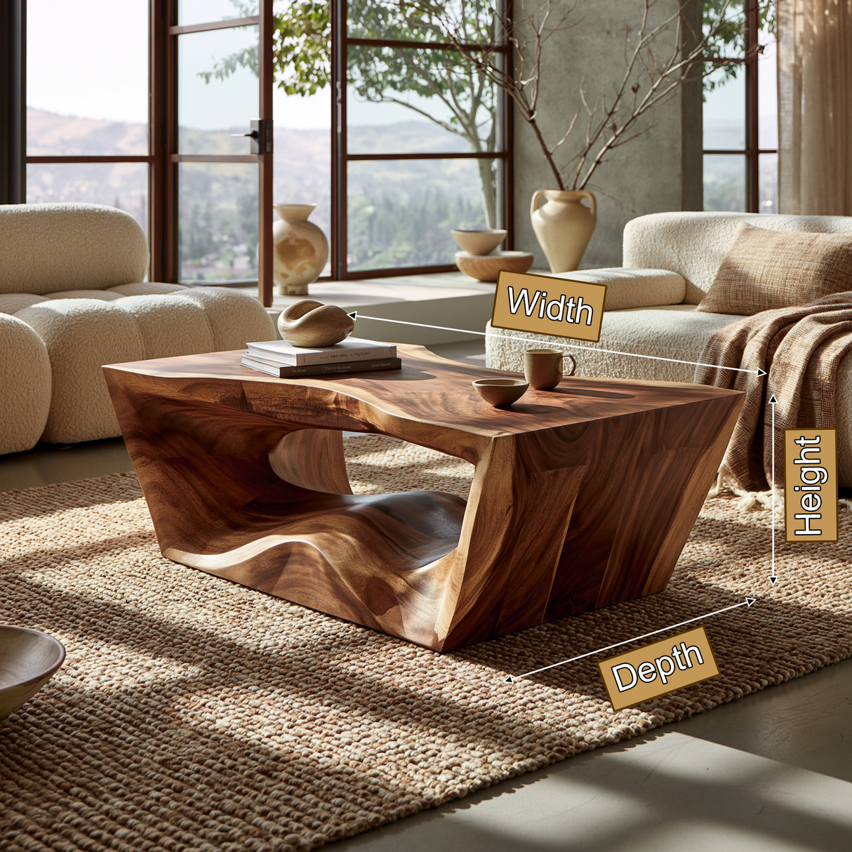 Aurevian Sculpted Solid Wood Coffee Table SPA214560 - Timberustic Coffee Table