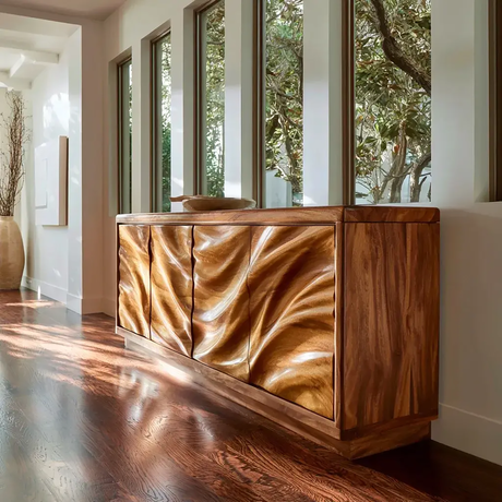 Aurevian Sculpted Solid Wood Sideboard Cabinet - Timberustic Sideboard Cabinet
