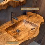 Aurevik Live Edge Solid Wood Floating Bathroom Vanity with Integrated Sink