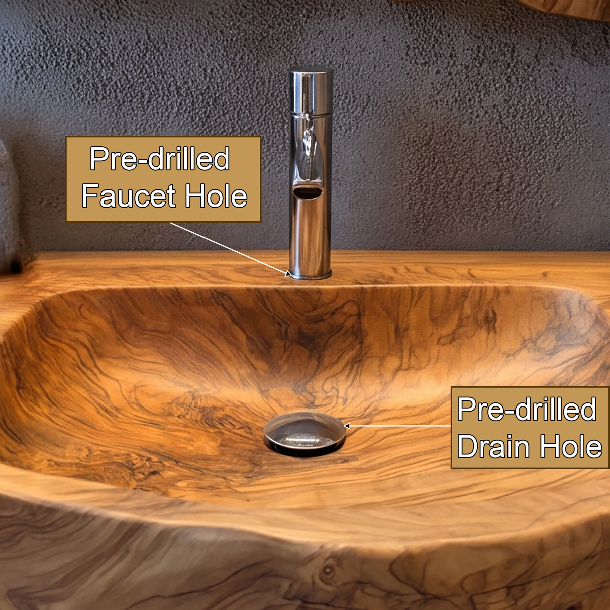 Aurevik Live Edge Solid Wood Floating Bathroom Vanity with Integrated Sink