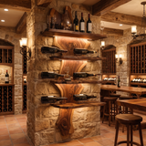 Aurevik Live Edge Solid Wood Floating Wine Shelf SPA290525 Brown - Timberustic Floating Wine Shelf