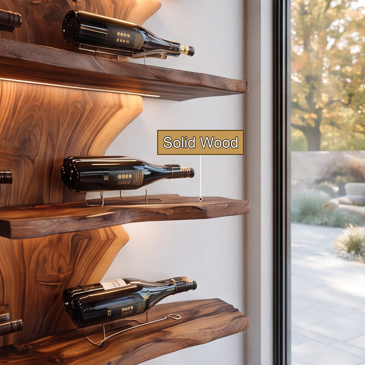 Aurevik Live Edge Solid Wood Floating Wine Shelf SPA290525