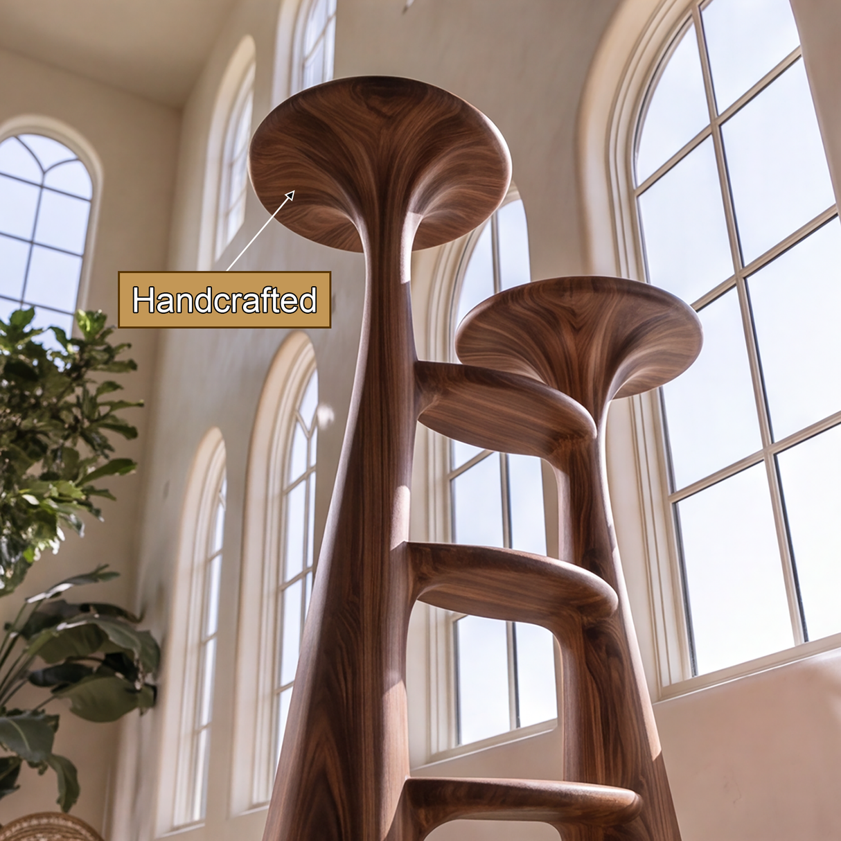 Aurevon Sculpted Solid Wood Mushroom Bookshelf