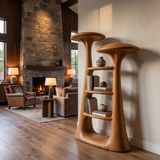 Aurevon Sculpted Solid Wood Mushroom Bookshelf