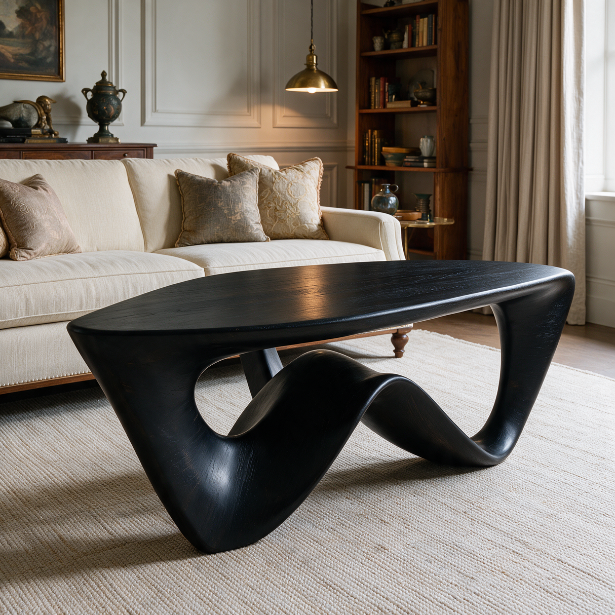 Aurevyn Sculpted Solid Wood Coffee Table Black - Timberustic Coffee Table