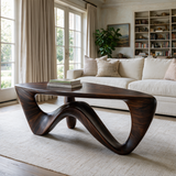 Aurevyn Sculpted Solid Wood Coffee Table Dark Walnut - Timberustic Coffee Table