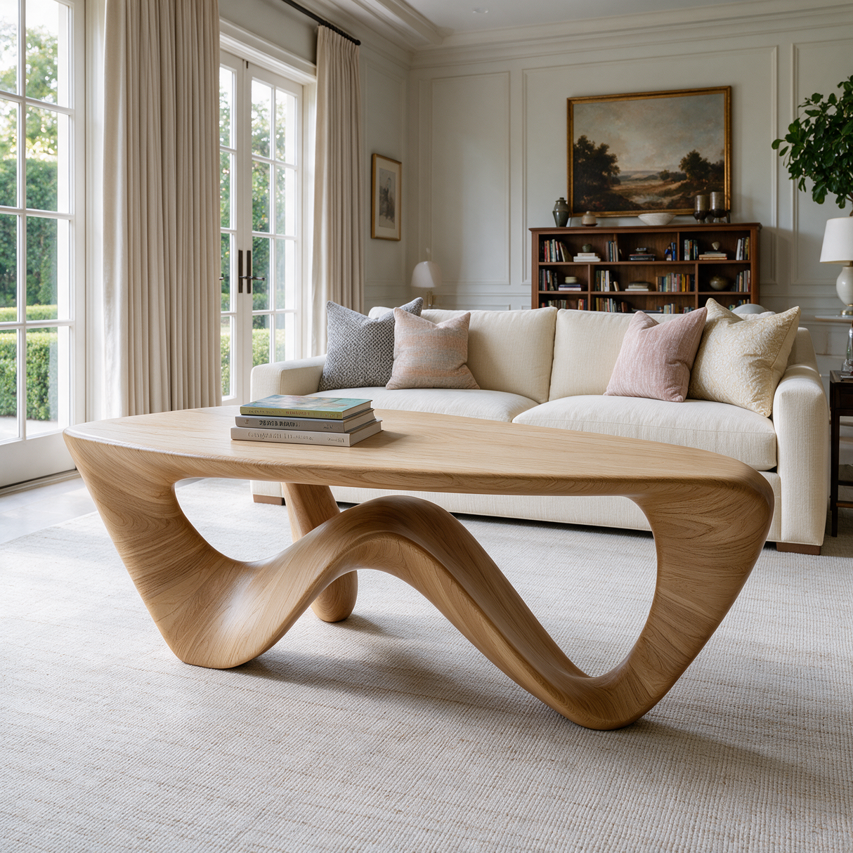 Aurevyn Sculpted Solid Wood Coffee Table Natural Oak - Timberustic Coffee Table