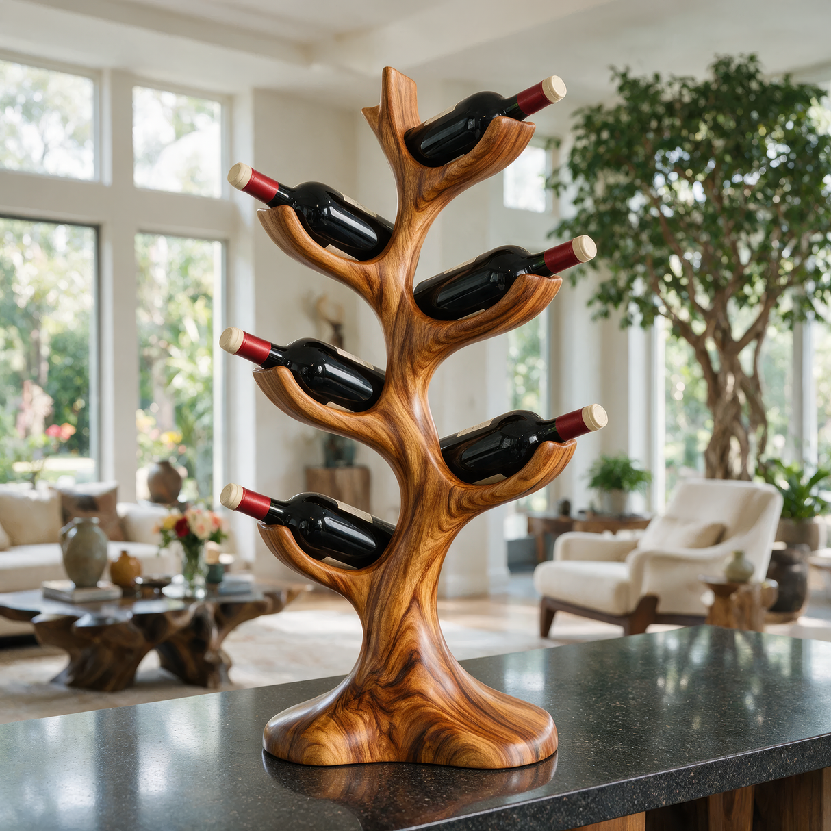 Aurevyn Sculpted Solid Wood Wine Rack