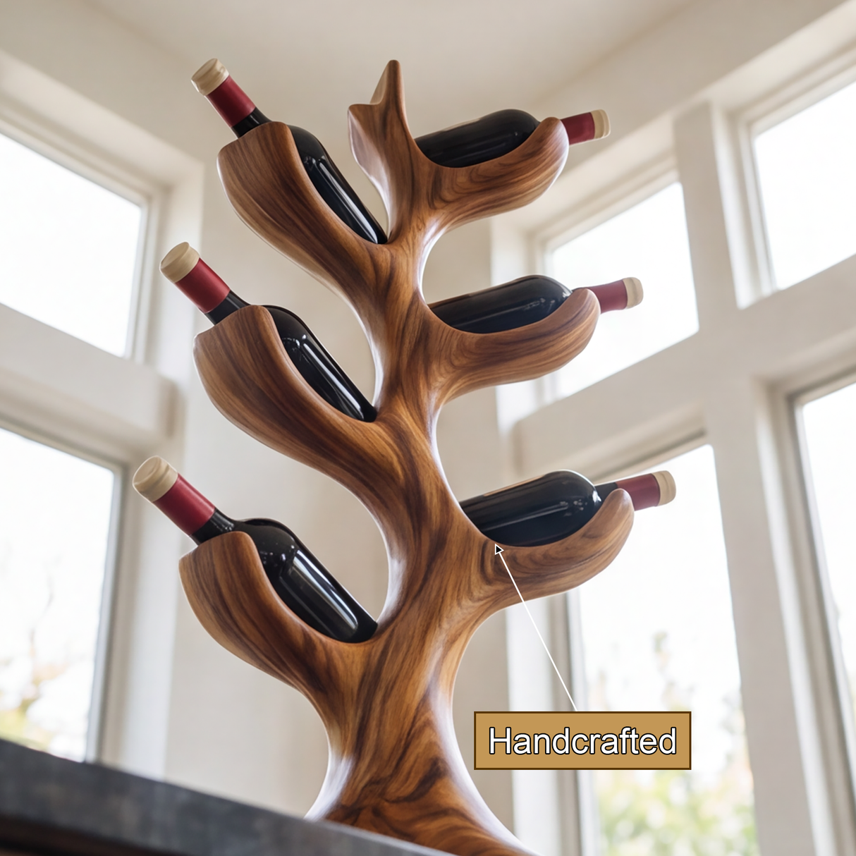 Aurevyn Sculpted Solid Wood Wine Rack
