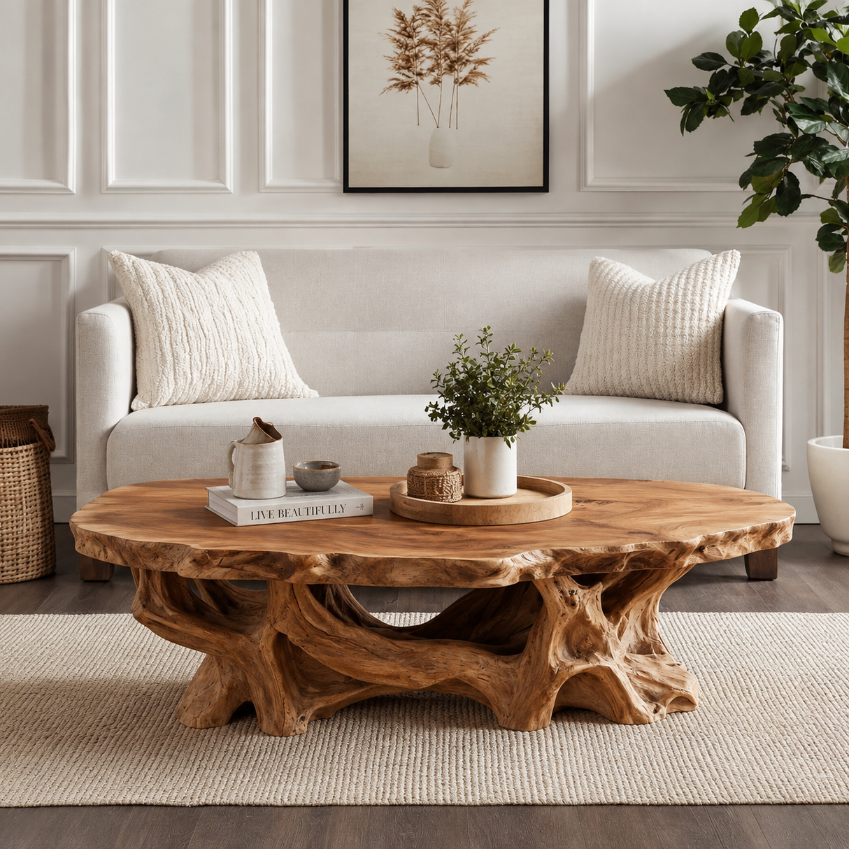 Averelle Handcrafted Solid Wood Coffee Table