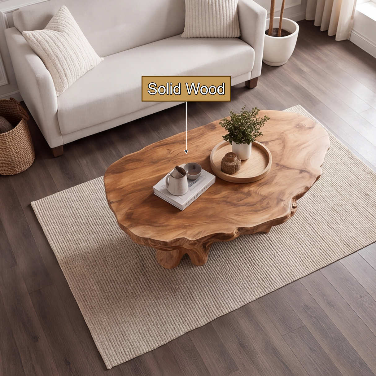 Averelle Handcrafted Solid Wood Coffee Table