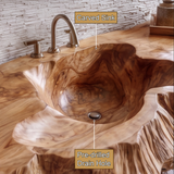 Averon Organic Carved Solid Wood Floating Bathroom Vanity with Integrated Sink - Timberustic Floating Bathroom Vanity with Integrated Sink