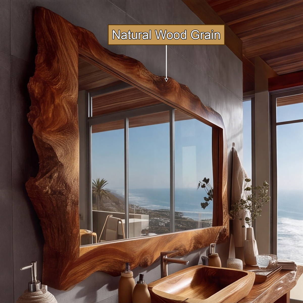 Averra Live Edge Solid Wood Mirror Frame - Timberustic Mirror
