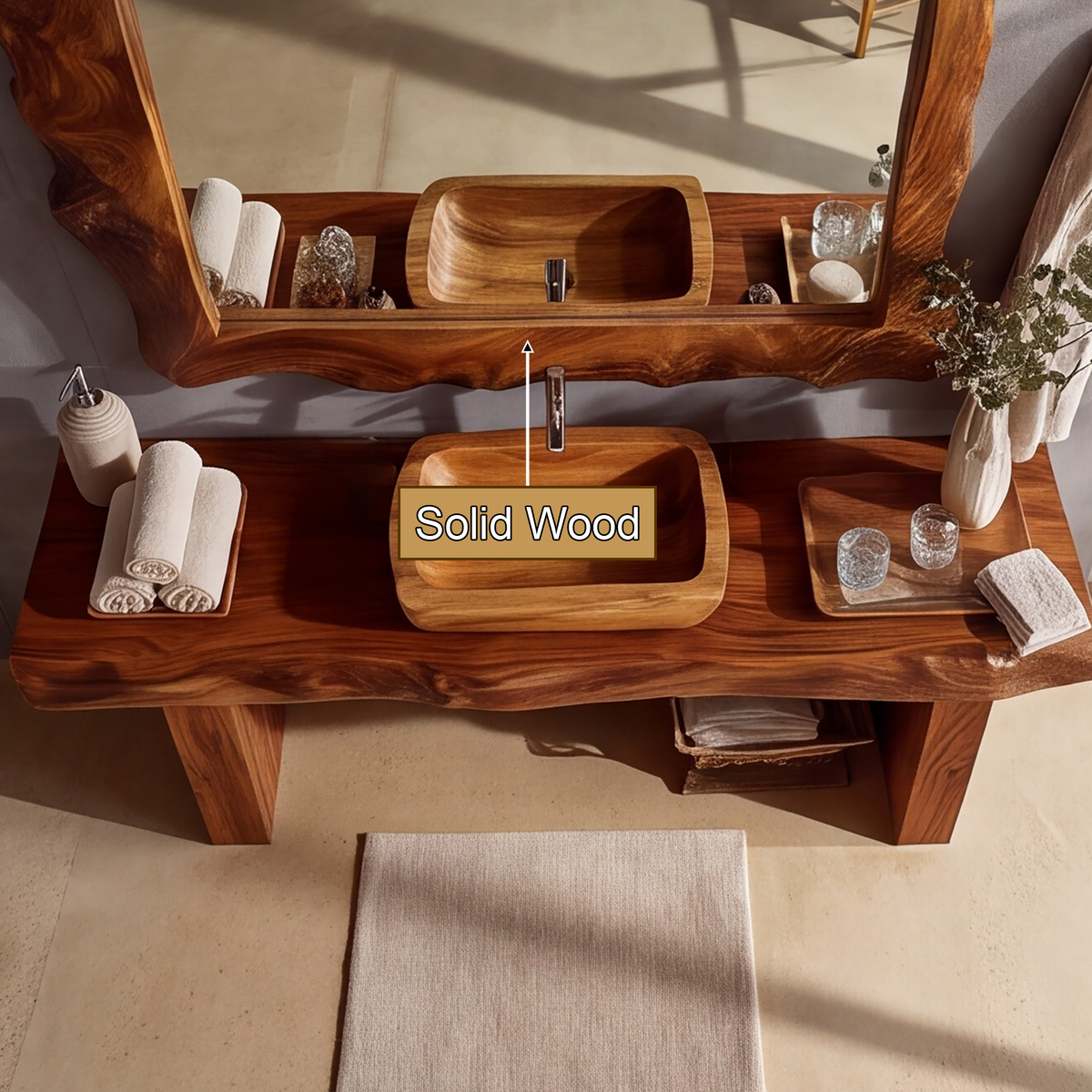Averra Live Edge Solid Wood Mirror Frame - Timberustic Mirror