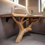 Branchflow Solid Wood Corner Bathroom Vanity - Timberustic Corner Bathroom Vanity