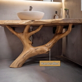 Branchflow Solid Wood Corner Bathroom Vanity - Timberustic Corner Bathroom Vanity